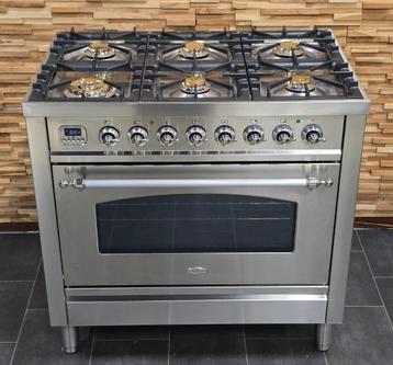 🔥Luxe Fornuis Boretti 90 cm rvs + rvs 6 pits 1 oven beschikbaar voor biedingen