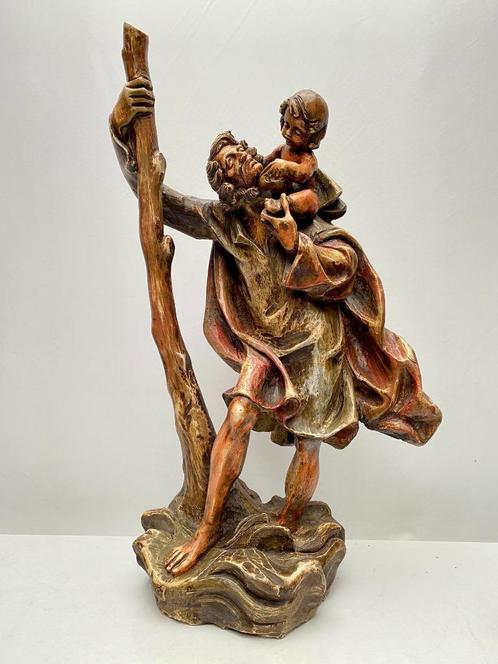 Groot houten beeld 'St-Christoffel' - Enrico Le Clair, Antiek en Kunst, Kunst | Beelden en Houtsnijwerken, Ophalen