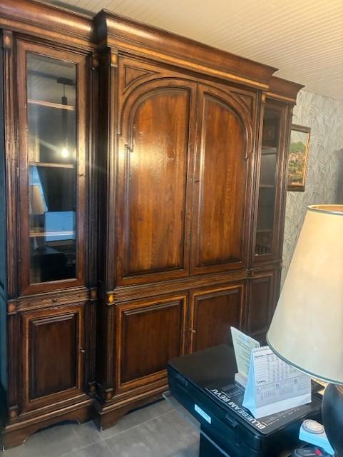 eiken bibliotheek/bureaukast, Maison & Meubles, Armoires | Armoires murales, Utilisé, 200 cm ou plus, 200 à 250 cm, 50 à 75 cm