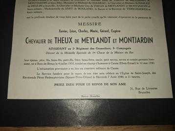 Doodsbrief gesneuvelde 10 mei 1940 fort Eben- Emael beschikbaar voor biedingen