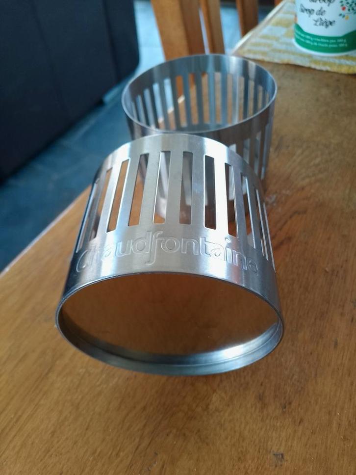 Chaudfontaine houder Inox nieuw, Huis en Inrichting, Woonaccessoires | Kandelaars en Kaarsen, Zo goed als nieuw, Minder dan 25 cm