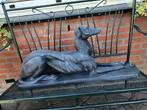 statig hond zwarte liggend windhond whippet greyhound beeld, Tuin en Terras, Tuinbeelden, Ophalen, Nieuw, Beton