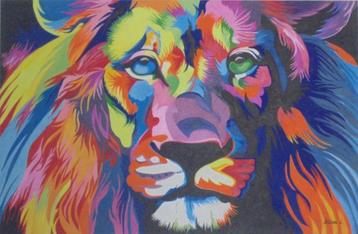 groot olieschilderij popart leeuw (75x115cm) beschikbaar voor biedingen