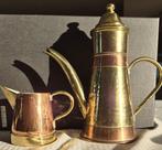 Koperen koffiekan + melkkan, Antiek en Kunst, Antiek | Brons en Koper, Ophalen of Verzenden, Koper