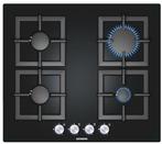 Siemens gaskookplaat EP616PB21E–60cm–zwart glas–4 branders, Gebruikt, Inbouw, Gas, 4 kookzones