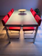 Design eettafel met 6 stoelen, Huis en Inrichting, 50 tot 100 cm, 150 tot 200 cm, Rechthoekig, Zo goed als nieuw