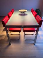 Design eettafel met 6 stoelen, Huis en Inrichting, Ophalen, 50 tot 100 cm, Zo goed als nieuw, Vijf personen of meer