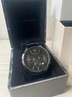 Emporio Armani Horloge AR-2453 (zwart) - Zo goed als nieuw, Overige merken, Staal, Polshorloge, Ophalen of Verzenden