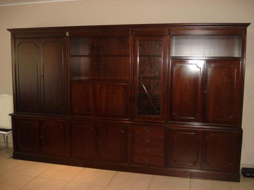 Massieve wandmeubel met barkast, Huis en Inrichting, Kasten | Wandmeubels, Gebruikt, 200 cm of meer, 300 cm of meer, 50 tot 75 cm
