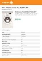 Lave Linge - BEKO WCV8711BC, 8 tot 10 kg, Ophalen, Gebruikt, Voorlader
