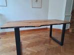 Table salle a manger en bois pin massif avec écorce apparent, Metaal, Ophalen of Verzenden, Zo goed als nieuw