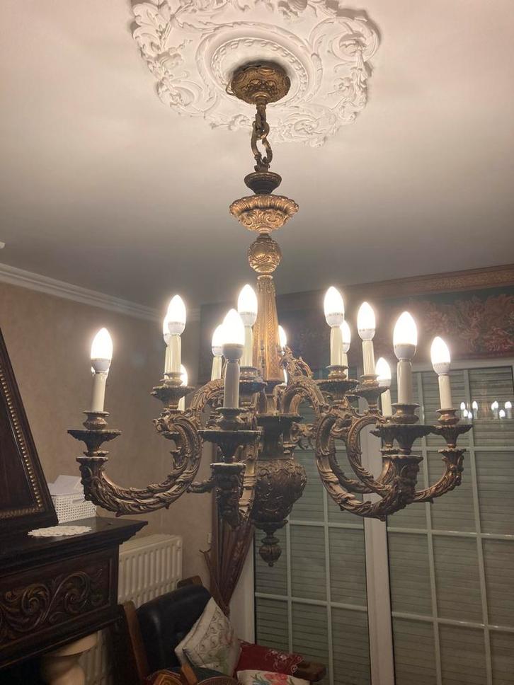 Antieke franse kroonluchter, Maison & Meubles, Lampes | Lustres, Utilisé, Métal, Enlèvement