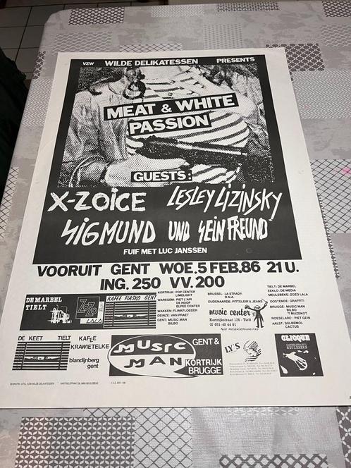 Vintage Poster VZW Wilde Delikatessen presents Meat & White, Verzamelen, Posters, Gebruikt, Muziek, Deurposter of groter, Rechthoekig Staand