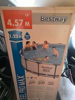 Zwembad bestway steel pro 4.57 x 1.22 met 4 solar matten, Tuin en Terras, Ophalen, Zo goed als nieuw, Rond