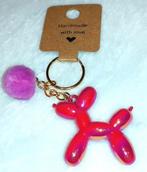 sleutelhanger ballon hond met bontje roze, Verzenden, Nieuw, Knuffel of Figuurtje