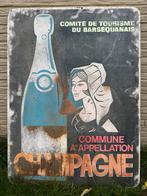 Groot metalen reclamebord champagne, Ophalen, Gebruikt, Reclamebord