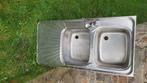 Évier double en acier inoxydable 50 x 100, Bricolage & Construction, Enlèvement ou Envoi, Utilisé, Inox, Lavabo