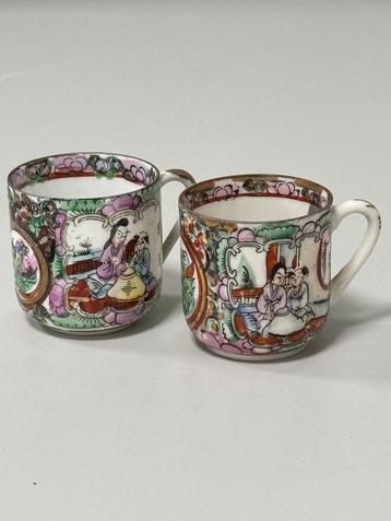 2 Antieke Chinese Rose Porcelain Teacup porselein theekopjes beschikbaar voor biedingen
