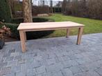 Eettafel uit massieve teak. Geluchtgomd.220 x 100, Huis en Inrichting, Ophalen of Verzenden, Zo goed als nieuw