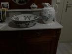Oude lampetkan, zeepbakje en waskom. Groen en blauw versierd, Ophalen, Zo goed als nieuw