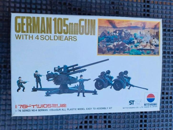 NITTO KAGAKU kit GERMAN 105mm GUN + 4 soldiers *NEW*, Hobby en Vrije tijd, Modelbouw | Figuren en Diorama's, Nieuw, Figuur of Figuren