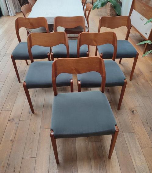 6 eiken N.O. Møller stoelen nr. 71   in zeer goede conditie, Maison & Meubles, Chaises, Utilisé, Enlèvement