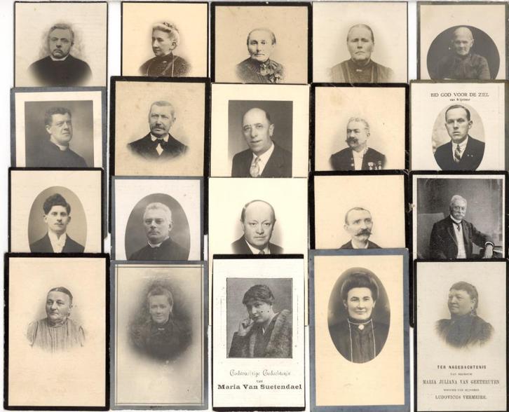 40 Oude bidprentjes met foto † 1900, Verzamelen, Bidprentjes en Rouwkaarten, Ophalen of Verzenden