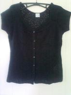 Chemise noire dentelle légère à manches courtes, Kleding | Dames, Blouses en Tunieken, Verzenden, Nieuw, Zwart
