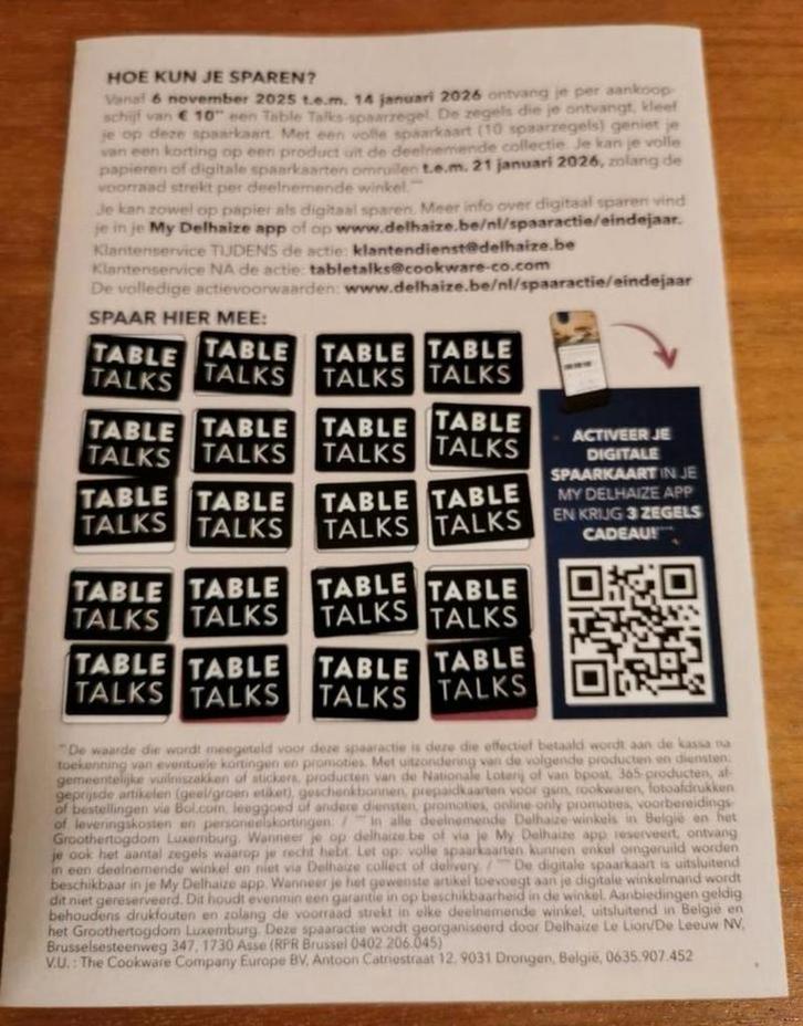 zegeltjes Delhaize Portugees servies Table Talks, Verzamelen, Supermarktacties, Ophalen