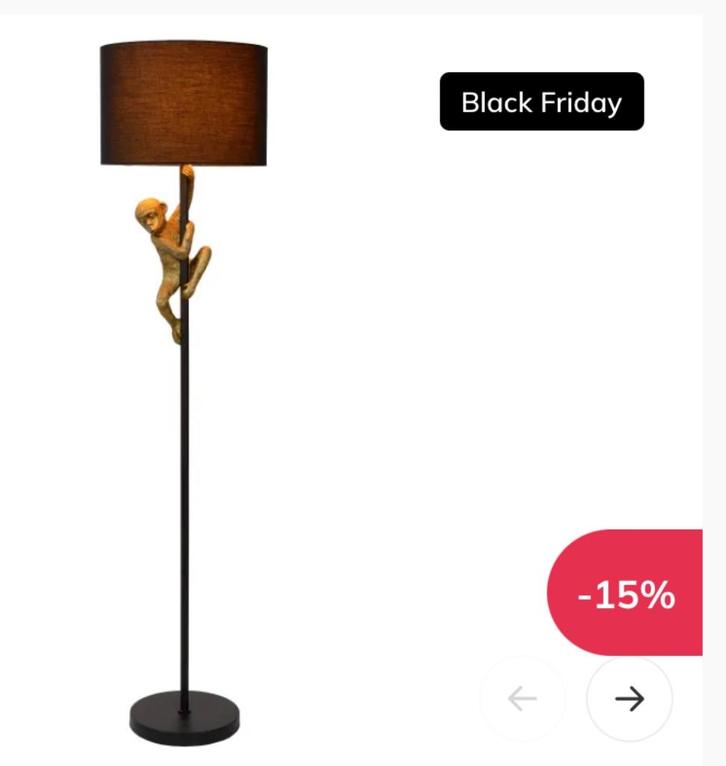 Lucide Vloerlamp Chimp retro goud/zwart, Huis en Inrichting, Lampen | Vloerlampen, Zo goed als nieuw, 150 tot 200 cm, Ophalen