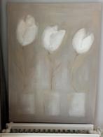 2 CANVAS BLOEMEN TAUPE, Ophalen, Gebruikt