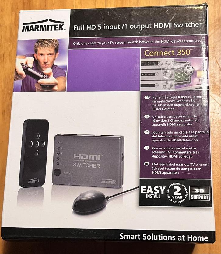 MARMITEK CONNECT 350 HDMI Switch 4K Originele Verpakking, Computers en Software, Overige Computers en Software, Zo goed als nieuw