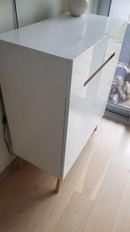 Armoire design blanc/bois L 0,8 X P 0,42 X H 1,04, Skandinavisch, Comme neuf, 25 à 50 cm, Avec tiroir(s)
