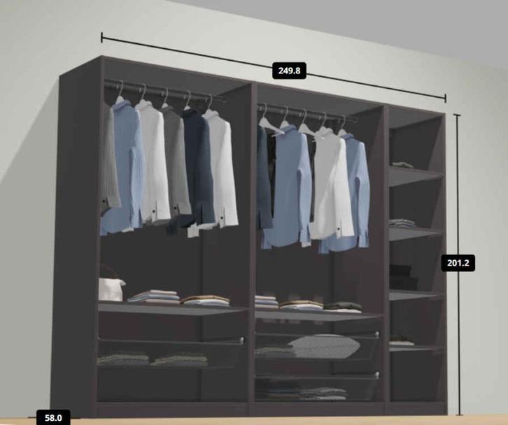 Pax kleerkast 5 deurs, Huis en Inrichting, Kasten | Kleerkasten, Gebruikt, 200 cm of meer, 200 cm of meer, 50 tot 75 cm, Met lade(s)