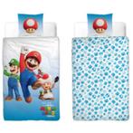 Super Mario Dekbedovertrek 140 x 200 cm - Dubbelzijdig, Kinderen en Baby's, Kinderkamer | Beddengoed, Nieuw, Blauw, Dekbedovertrek