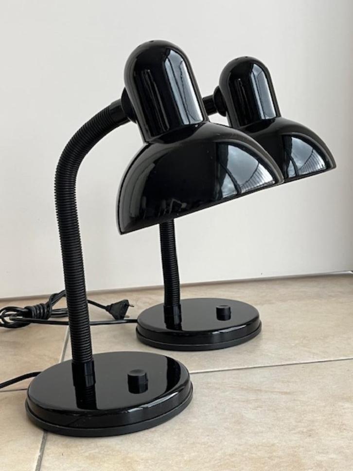 Zwarte vintage tafellamp 2 st., Huis en Inrichting, Lampen | Tafellampen, Zo goed als nieuw, Minder dan 50 cm, Metaal, Ophalen