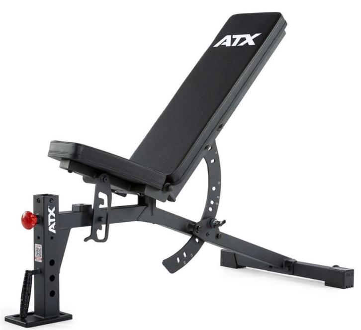 ATX Multi Bench en Leg lift option +halterschijven, Sport en Fitness, Fitnessapparatuur, Zo goed als nieuw, Krachtstation, Armen
