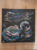Abstract acryl op canvas echo baby 39x39cm, Antiquités & Art, Art | Peinture | Abstraite, Enlèvement ou Envoi