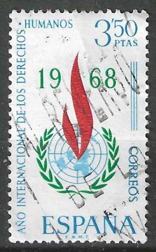 Spanje 1968 - Yvert 1533 - Rechten van de Mens (ST), Postzegels en Munten, Postzegels | Europa | Spanje, Gestempeld, Verzenden