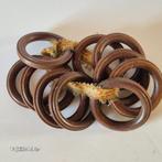 Set van 10 massief houten ringen met antieke rand, Minder dan 50 cm, Bruin, Zo goed als nieuw, Minder dan 100 cm