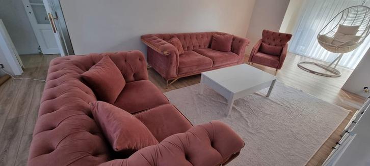 Chesterfield bankstel (3 + 2 + 1), Huis en Inrichting, Zetels | Complete zithoeken, Zo goed als nieuw, Ophalen of Verzenden
