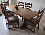 Massieve eiken eettafel met 6 stoelen, Huis en Inrichting, Tafels | Eettafels, Ophalen, Gebruikt, Klassiek, Eikenhout