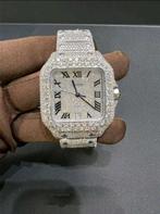 Cartier santos iced out vvs, Handtassen en Accessoires, Horloges | Dames, Overige merken, Staal, Polshorloge, Ophalen of Verzenden
