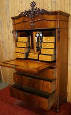Antiek Biedermeier Strak mahonie houten klep secretaire buro, Ophalen, Gebruikt