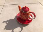 Rode theepot tea for one, Huis en Inrichting, Keuken | Servies, Zo goed als nieuw, Ophalen