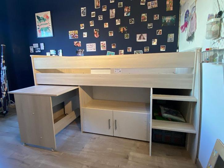 Halfhoogslaper met bureau, Kinderen en Baby's, Kinderkamer | Stapelbedden en Hoogslapers, Gebruikt, Halfhoogslaper, Ophalen