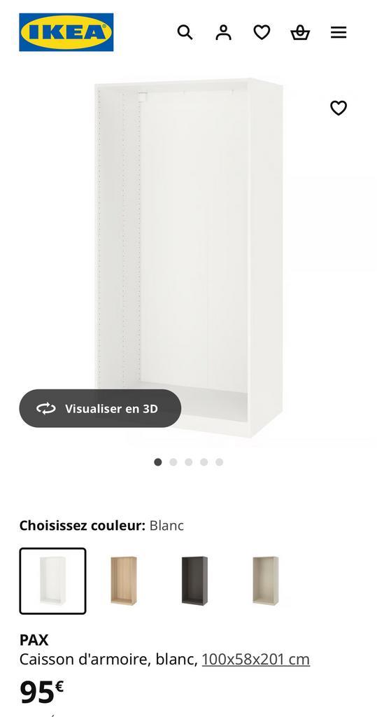 MEUBLE POUR DRESSING BLANC, Maison & Meubles, Armoires | Penderies & Garde-robes, Comme neuf, Enlèvement