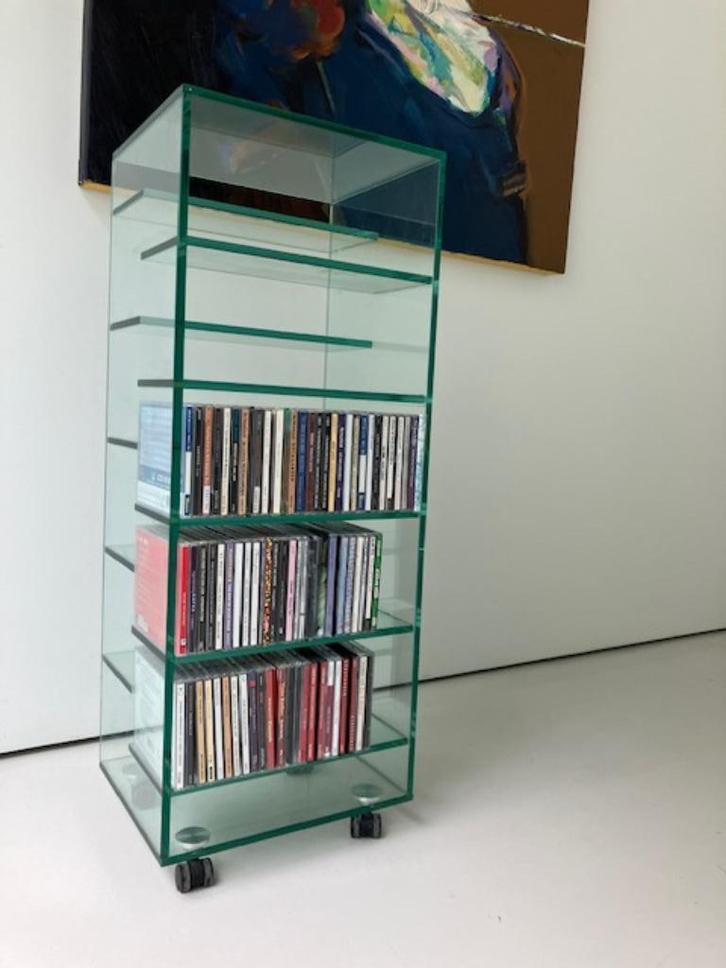 Glazen CD kast op wieltjes met 80 cd's, Cd's en Dvd's, Cd's | Jazz en Blues, Zo goed als nieuw, Jazz en Blues, 1980 tot heden