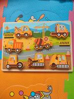 Houten puzzel met werkvoertuigen., Kinderen en Baby's, Speelgoed | Kinderpuzzels, Zo goed als nieuw, Ophalen