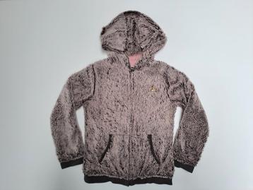 Mt 128 Bordeaux grijze faux fur hoodie  beschikbaar voor biedingen